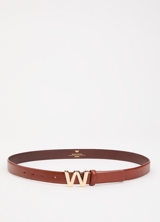 Max Mara Riem van leer - voorkant kastanjebruin