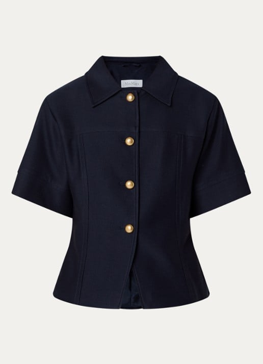 Max Mara Risorsa jack met kraag - voorkant 3 donkerblauw