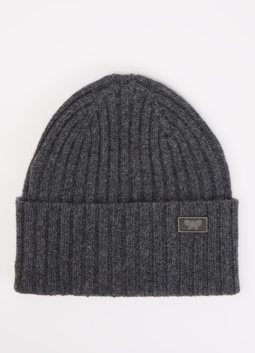 Max Mara Ritmo ribgebreide muts van wol - voorkant donkergrijs