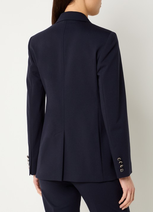 Max Mara Riviera double-breasted blazer van jersey met klepzakken - achterkant donkerblauw
