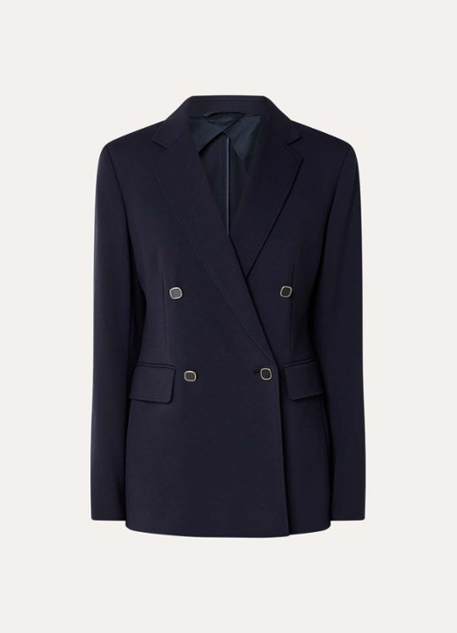 Max Mara Riviera double-breasted blazer van jersey met klepzakken - voorkant 3 donkerblauw