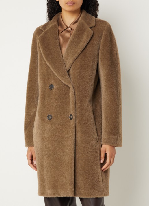 Max Mara Roseto double-breasted mantel in alpaca wolblend met steekzakken