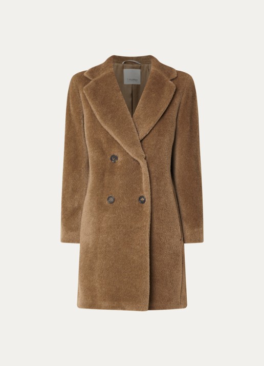 Max Mara Roseto double-breasted mantel in alpaca wolblend met steekzakken - voorkant 3 beige