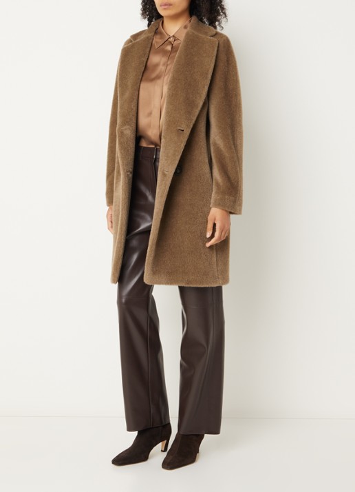 Max Mara Roseto double-breasted mantel in alpaca wolblend met steekzakken - voorkant 4 beige