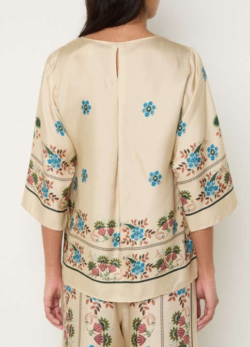 Max Mara Samba tuniek van zijde met print - achterkant 4 beige