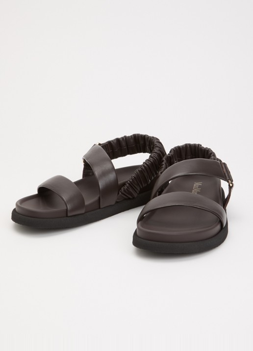Max Mara Sandaal van leer  - detail chocoladebruin
