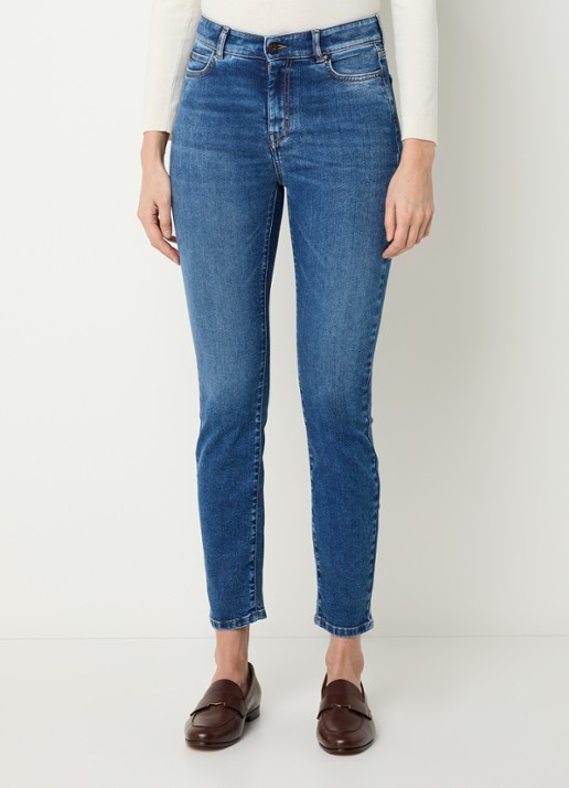 Max Mara Sauna high waist skinny cropped jeans met medium wassing - detail 3 indigo