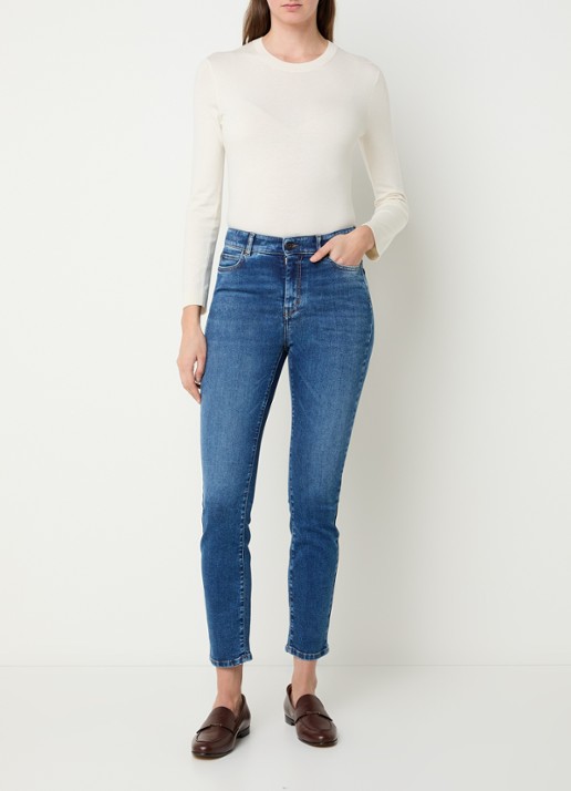 Max Mara Sauna high waist skinny cropped jeans met medium wassing - voorkant 2 indigo