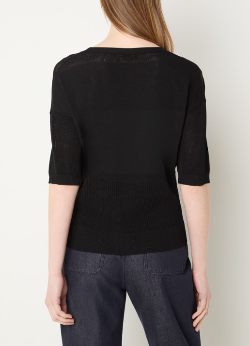 Max Mara Semi-transparante top met boothals - achterkant 4 zwart