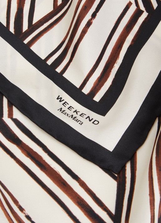 Max Mara Siam sjaal van zijde met bloemenprint 65 x 65 cm - detail 3 bruin