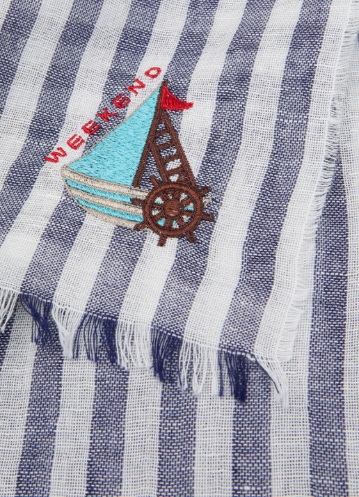 Max Mara Sjaal 202 x 70 cm - detail 2 donkerblauw