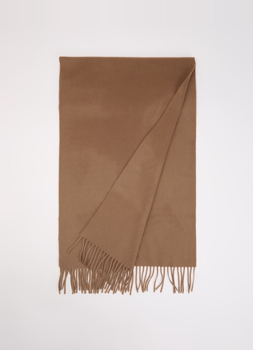 Max Mara Sjaal in kasjmierblend met franjes 180 x 50 cm - voorkant bruin