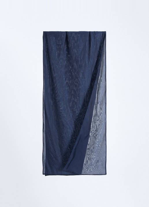 Max Mara Sjaal in zijdeblend 210 x 50 cm  - detail 2 donkerblauw