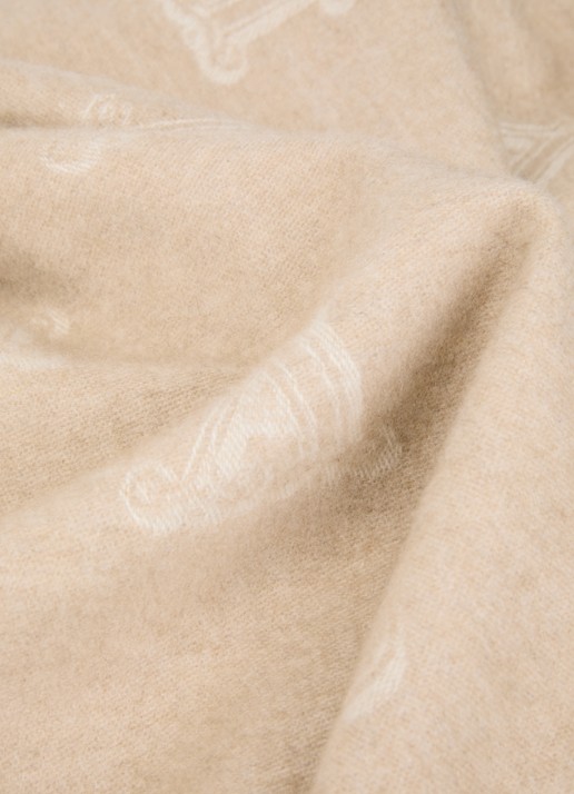 Max Mara Sjaal van kasjmier met logoprint en franjes 180 x 70 cm - detail 3 beige