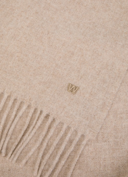 Max Mara Sjaal van wol met franjes 180 x 50 cm - detail 3 donkerbeige