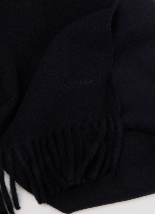 Max Mara Sjaal van wol met franjes - detail 3 zwart