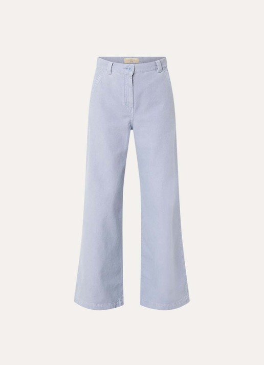 Max Mara Skipper high waist straight fit cargobroek van canvas - voorkant 3 lichtblauw