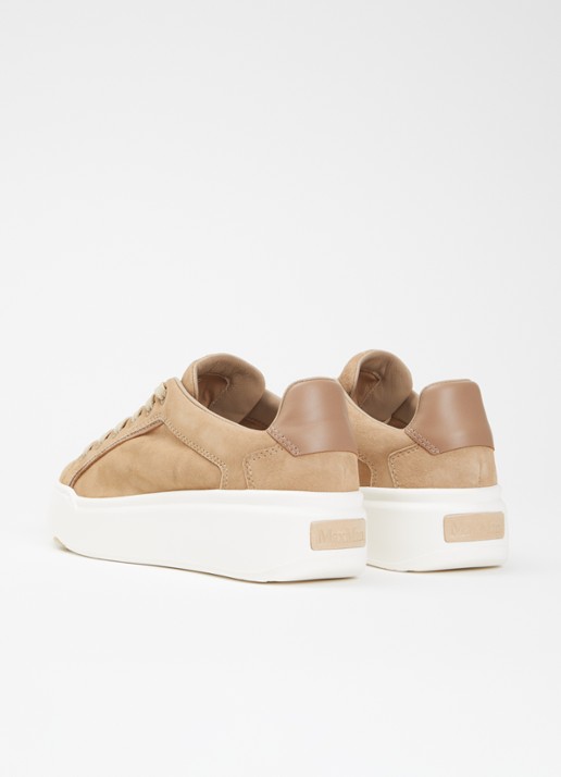 Max Mara Sneaker van suède met details van leer - achterkant zand