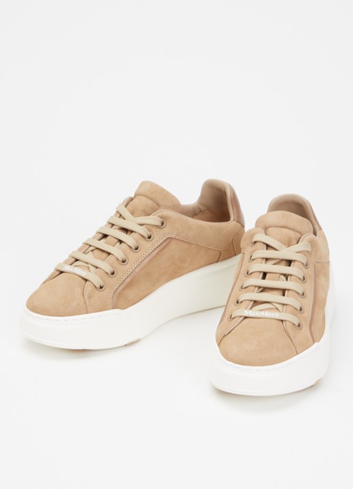 Max Mara Sneaker van suède met details van leer - detail 3 zand