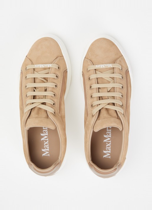 Max Mara Sneaker van suède met details van leer - detail 4 zand