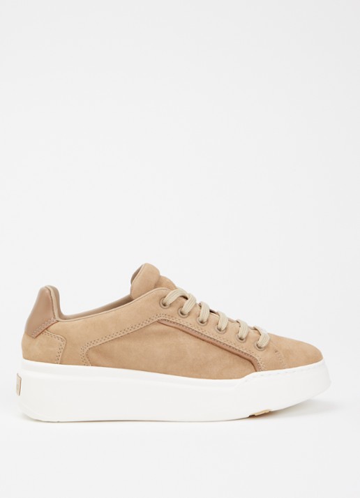 Max Mara Sneaker van suède met details van leer - voorkant 2 zand