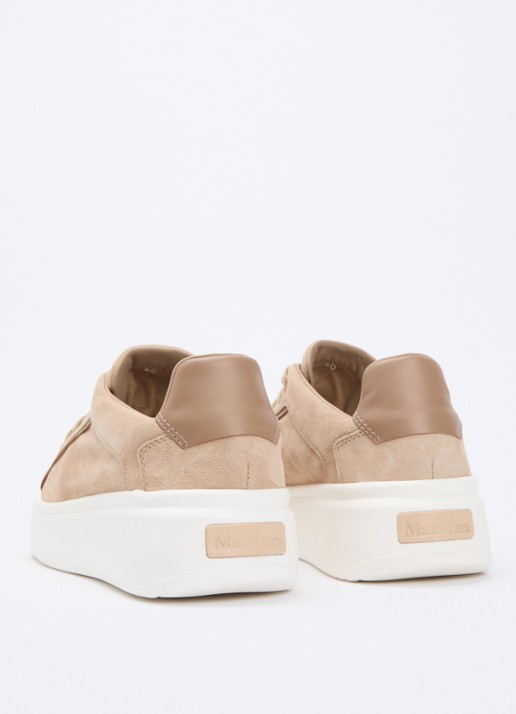 Max Mara Sneaker van suède met logo - achterkant 4 beige