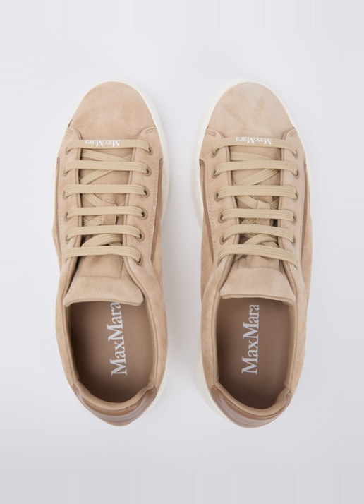 Max Mara Sneaker van suède met logo - detail 2 beige