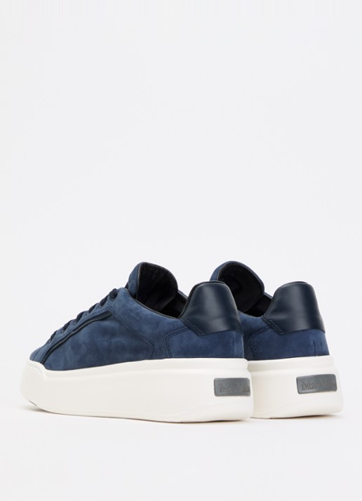 Max Mara Sneaker van suède met logo - achterkant indigo