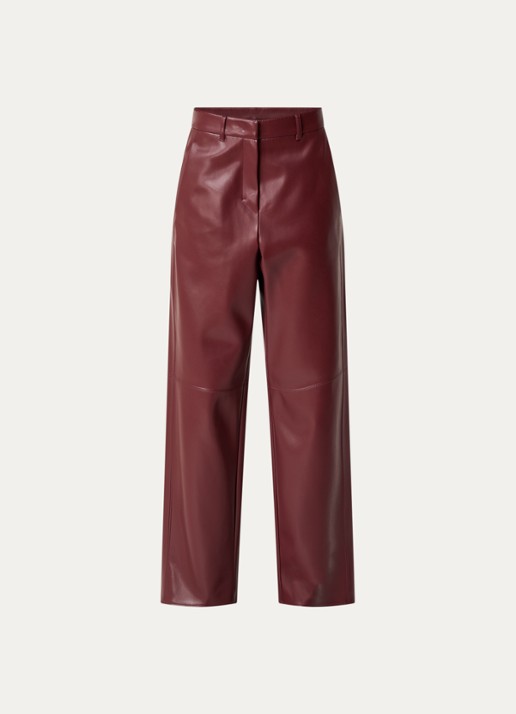 Max Mara Sospiro high waist straight broek van imitatieleer met steekzakken - voorkant 3 bordeauxrood