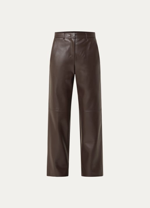 Max Mara Sospiro high waist straight broek van imitatieleer met steekzakken - voorkant 3 bruin