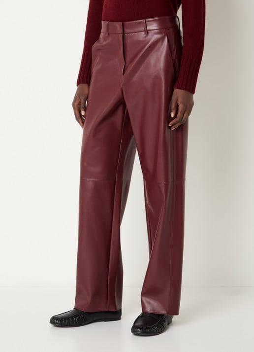 Max Mara Sospiro high waist straight broek van imitatieleer met steekzakken