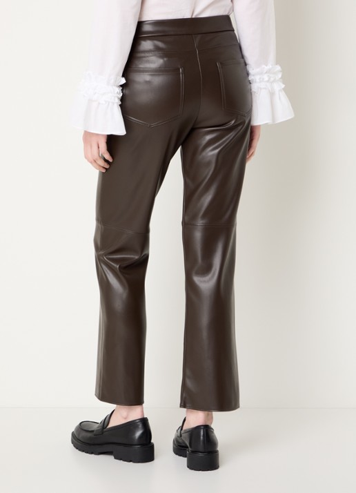 Max Mara Sublime high waist bootcut fit broek van imitatieleer - achterkant 2 donkerbruin