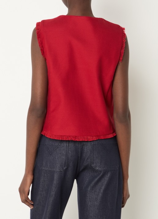 Max Mara Sumero top met opgestikte zakken - achterkant 3 rood