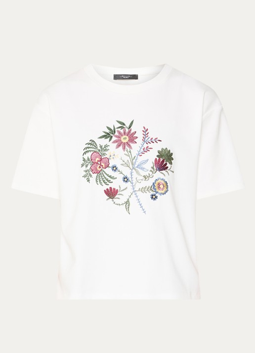Max Mara T-shirt met borduring - voorkant wit