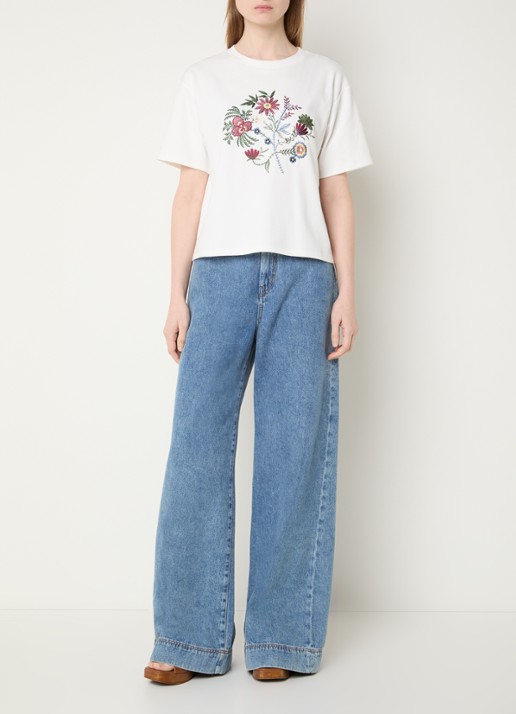 Max Mara T-shirt met borduring - voorkant 2 wit