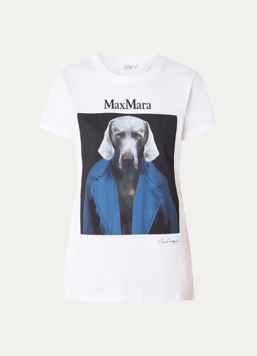 Max Mara T-shirt met front- en backprint - voorkant 2 wit