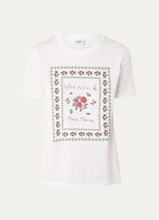 Max Mara T-shirt met logoprint - voorkant 3 wit