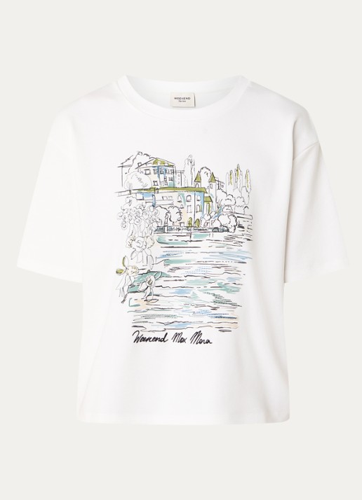 Max Mara T-shirt met logoprint - voorkant wit