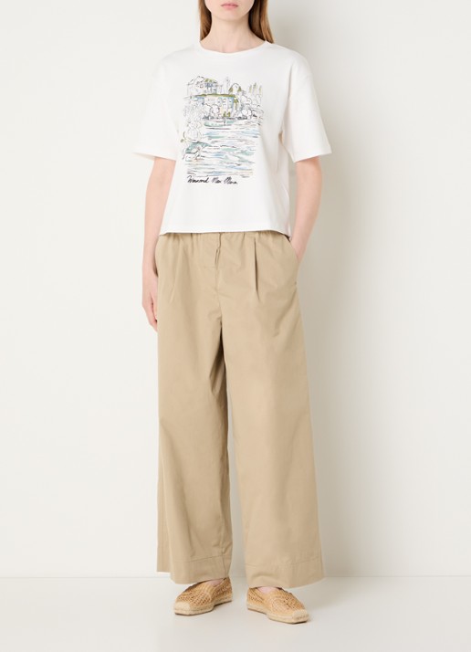 Max Mara T-shirt met logoprint - voorkant 2 wit