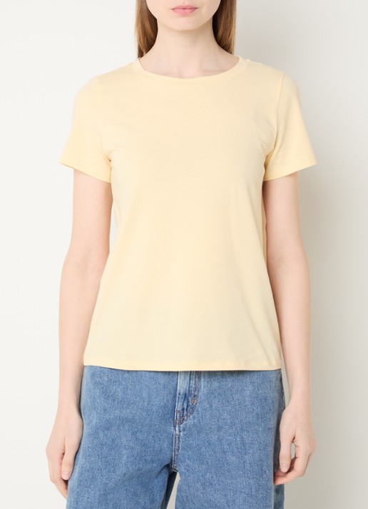 Max Mara T-shirt met ronde hals - detail 4 lichtgeel