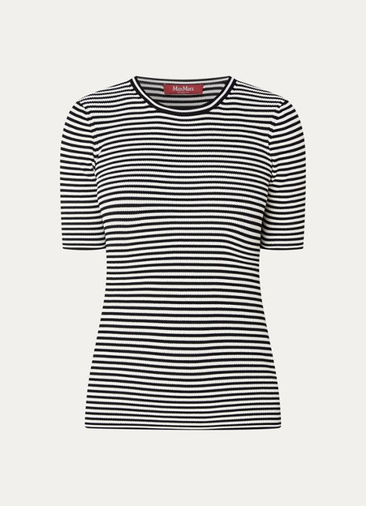 Max Mara T-shirt met streepprint - voorkant 2 zwart