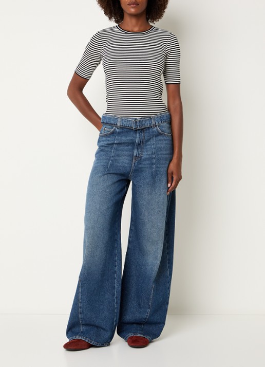 Max Mara T-shirt met streepprint - voorkant 3 zwart