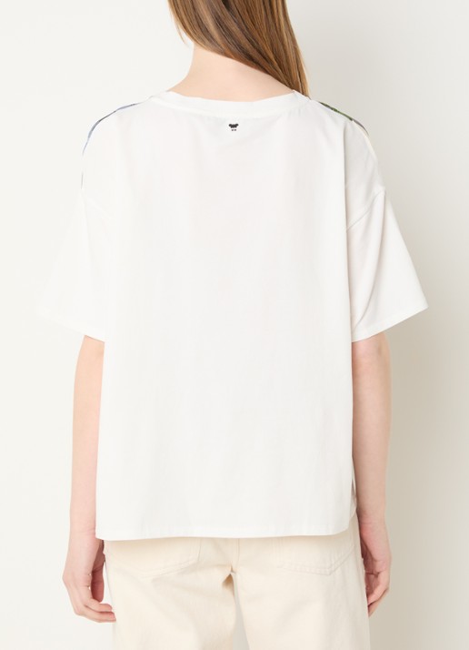 Max Mara T-shirt van zijde met print - achterkant 4 wit