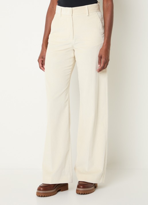 Max Mara Tania high waist wide fit broek van corduroy met steekzakken
