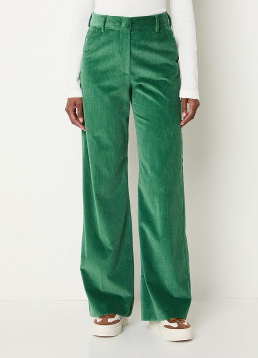 Max Mara Tania high waist wide fit broek van corduroy met steekzakken
