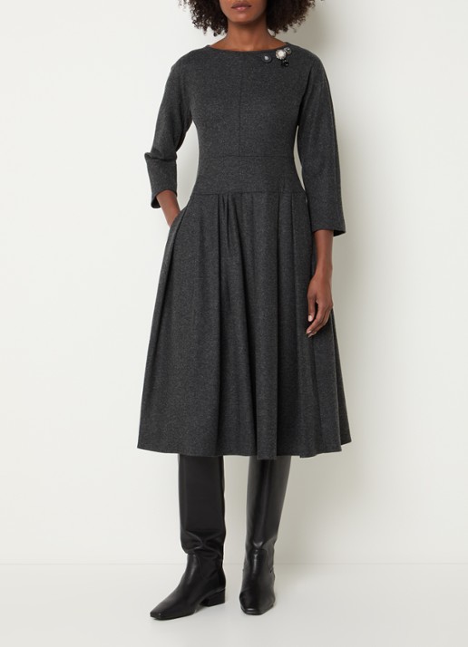 Max Mara Tania midi jurk in wolblend met plooien