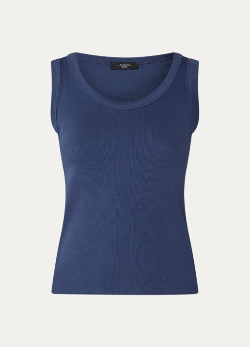 Max Mara Tank top met stretch - voorkant donkerblauw