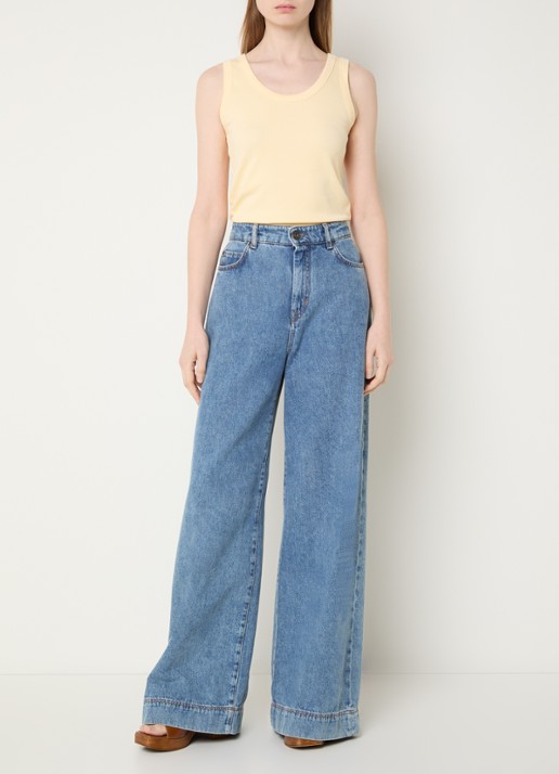Max Mara Tank top met stretch - voorkant 4 lichtgeel