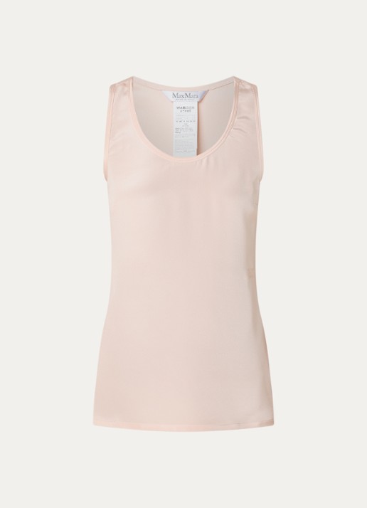 Max Mara Tanktop van zijde met logoborduring - voorkant 2 lichtroze