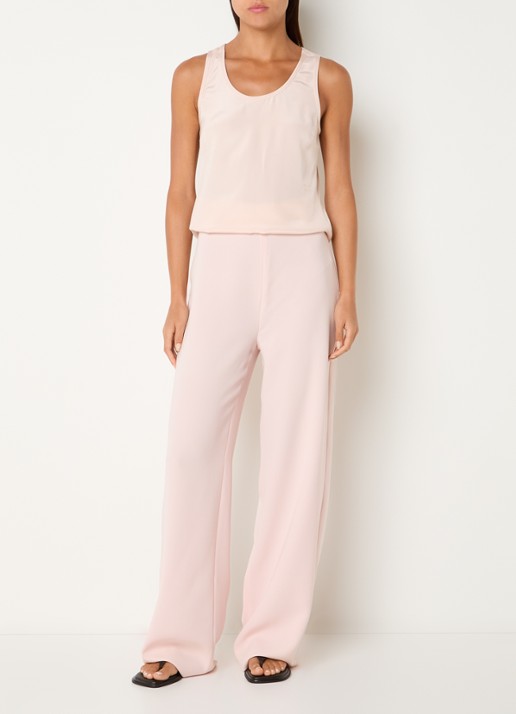 Max Mara Tanktop van zijde met logoborduring - voorkant 3 lichtroze